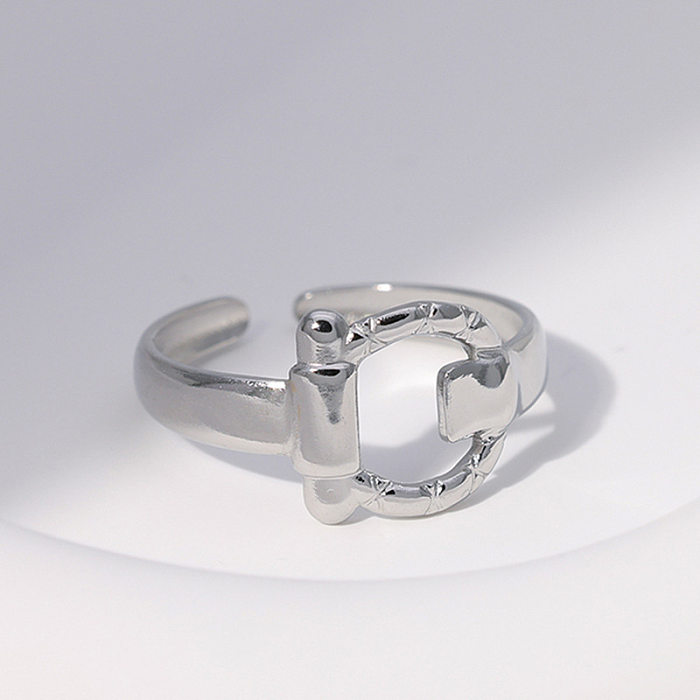 Simple Style Irregular Stainless Steel Plating Hollow Out Open Ring