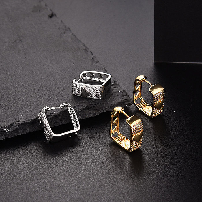 1 Piece Original Design Heart Shape Plating Inlay Copper Zircon Hoop Earrings