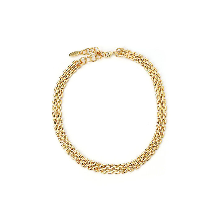 1 pièce mode couleur unie chaîne en cuivre femmes Bracelets collier