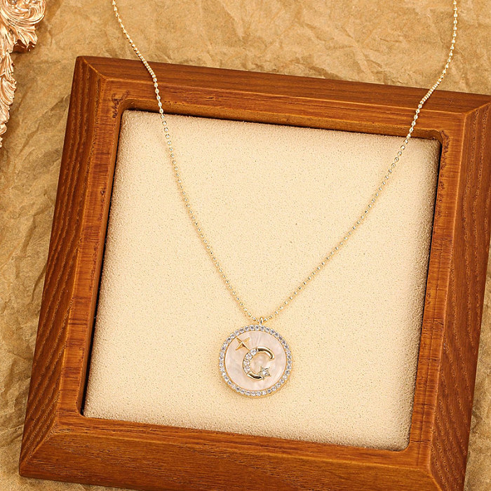 Collier pendentif en cuivre et Zircon, Style Vintage, étoile, lune, en vrac