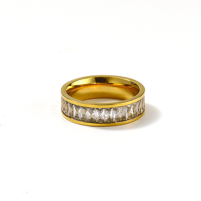 Anéis de diamante artificiais do embutimento do chapeamento de aço Titanium da cor sólida da senhora