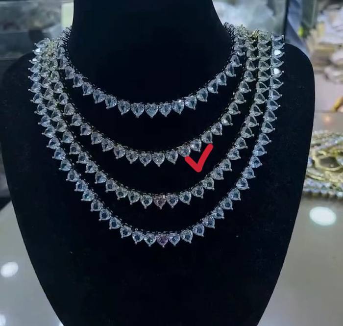 Fashion Heart Copper Diamond Necklace