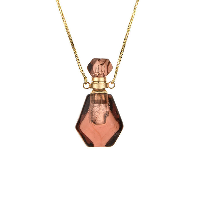 Collier pendentif en cuivre et pierre de bouteille de parfum élégant et doux