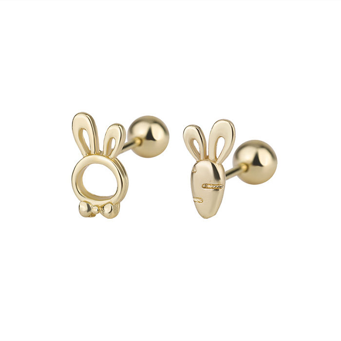 Fashion Bunny Ears Copper Plating Ear Studs 1 Pair
