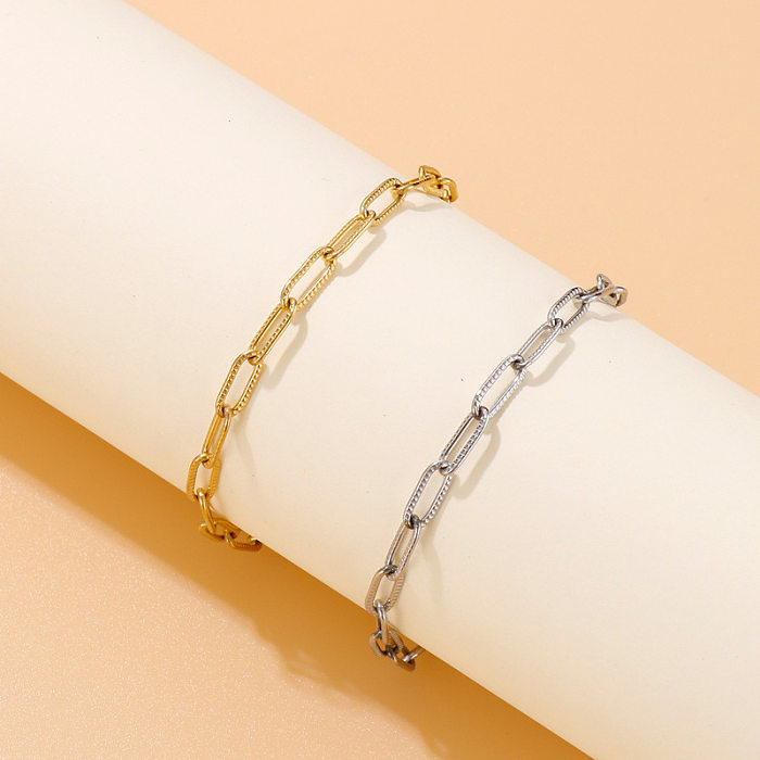 New Fashion Simple Thick Chain Paper Clip Chain Bracelet Set Wholesale jewelry