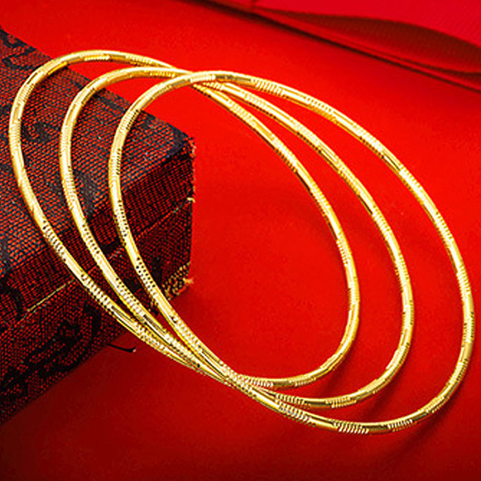 Schlichter geometrischer Kupfer-vergoldeter Armreif, 1 Stück