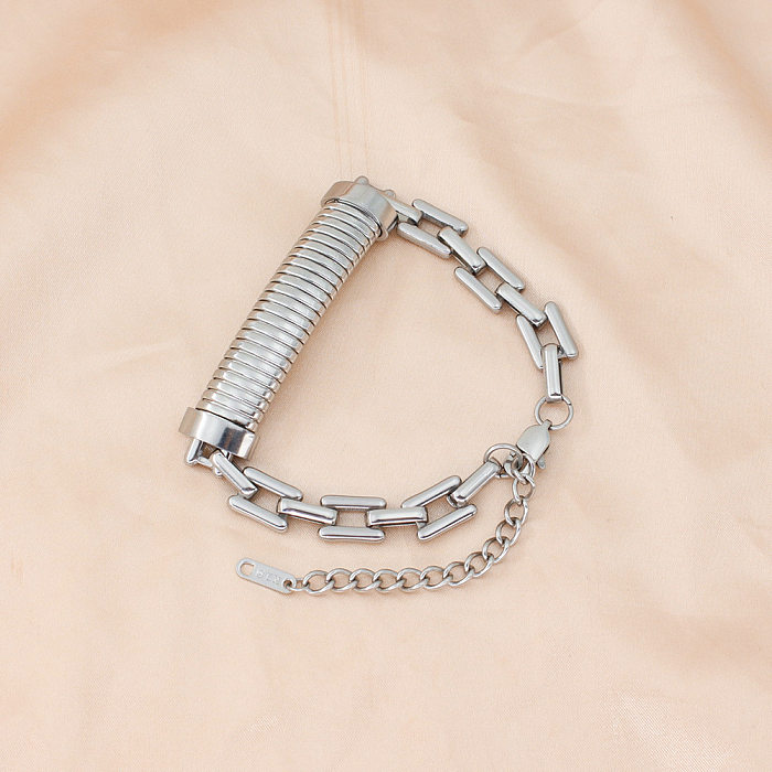 Simple Style Solid Color Stainless Steel Titanium Steel Plating Chain Bracelets Necklace