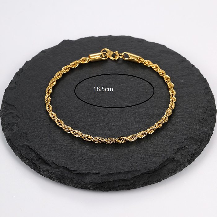 INS Style Solid Color Fish Bone Copper Plating Chain 18K Gold Plated Bracelets