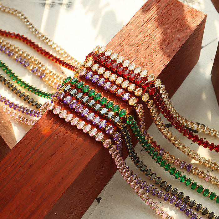 Collier de bracelets en zircon en acier titane géométrique de style ethnique