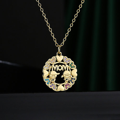 Collier en Zircon plaqué or 18 carats avec pendentif disque à la mode