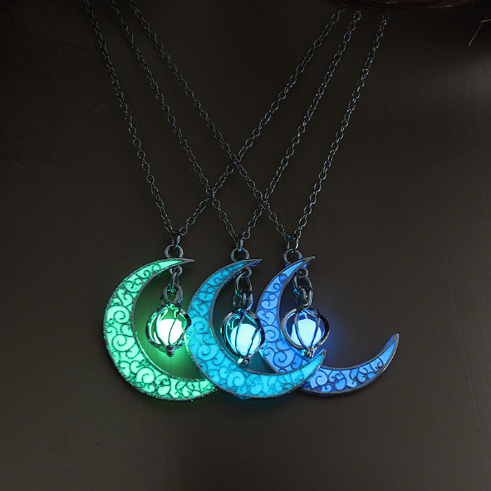 Hot Selling Hollow Spiral Moon Luminous Pendant Cyclone Luminous Bead Necklace Wholesale jewelry