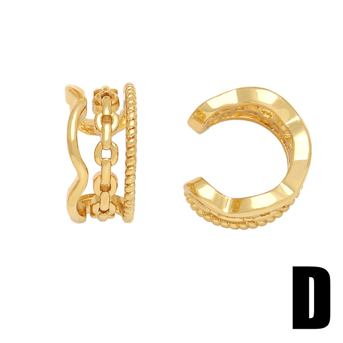 1 Pair Simple Style C Shape Irregular Plating Copper 18K Gold Plated Ear Clips