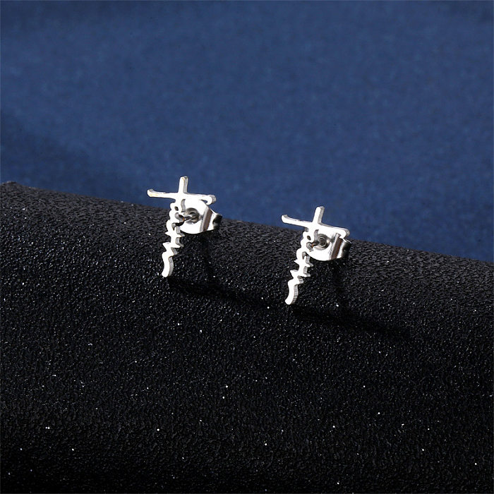 Simple Style Cross Stainless Steel Jewelry Set