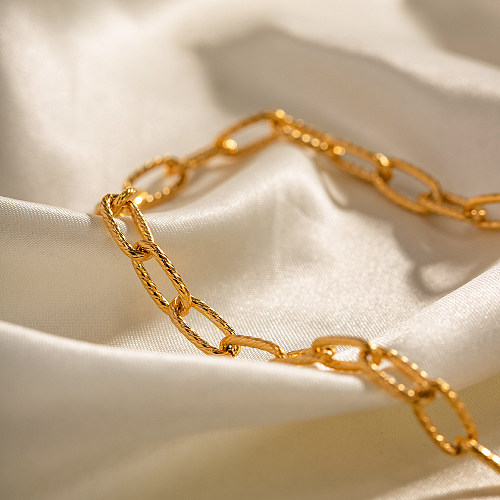 Colar de pulseiras banhado a ouro 18K com revestimento de aço inoxidável estilo INS Retro The Answer