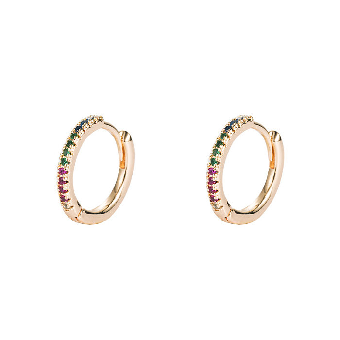 Fashion Inlaid Colored Zircon Brass Earrings