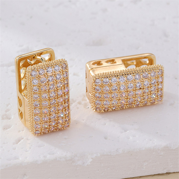 1 Pair IG Style Retro Simple Style Geometric Round Plating Inlay Copper Zircon Ear Studs