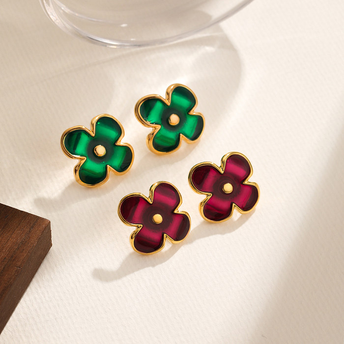 1 Pair Vintage Style Simple Style Roman Style Flower Plating Copper 18K Gold Plated Ear Studs