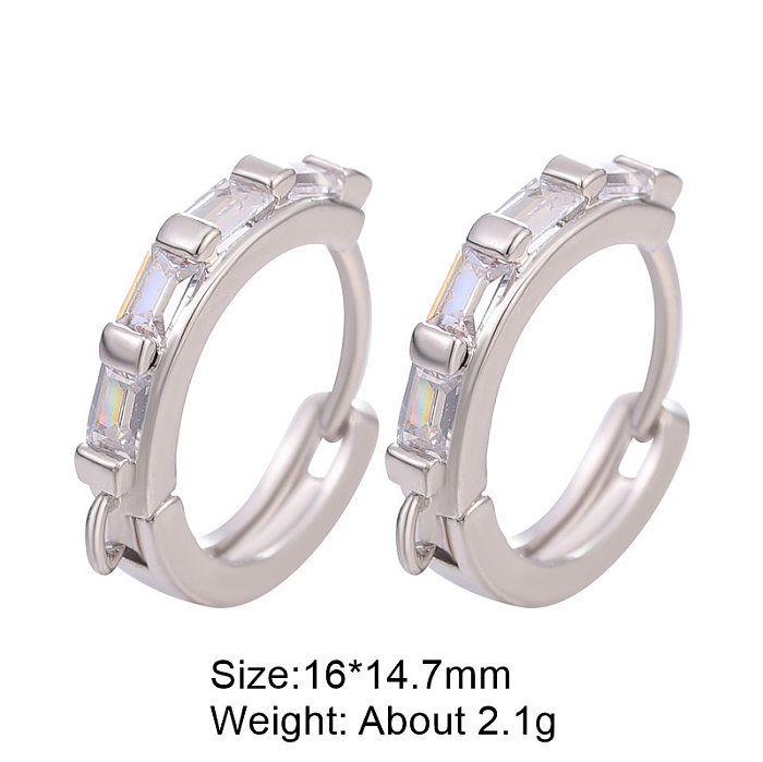 1 Pair Retro Classic Style Round Plating Inlay Copper Zircon 18K Gold Plated White Gold Plated Hoop Earrings