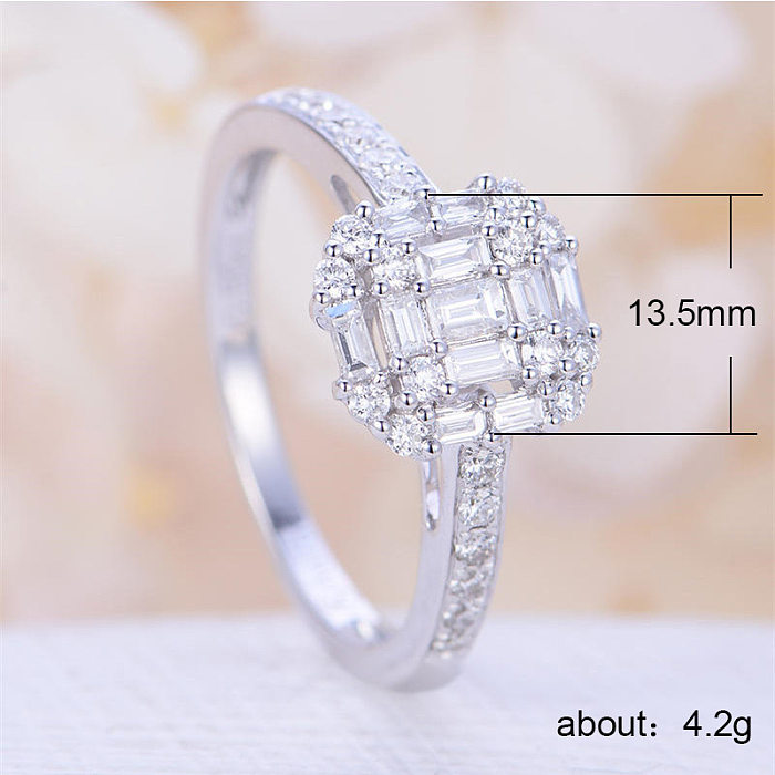 Full Diamond Micro-encrusted Zircon Copper Ring Women's Fashion Engagement Hand Jewelry