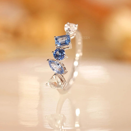 Elegant Simple Style Geometric Copper Plating Zircon Rings