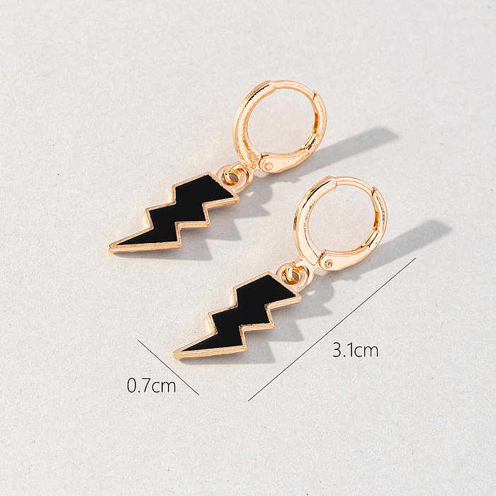 1 Pair IG Style Casual Lightning Enamel Copper Drop Earrings