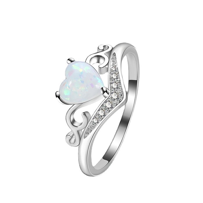 Anéis de pedras preciosas artificiais elegantes e modernos em formato de coração em forma de coração