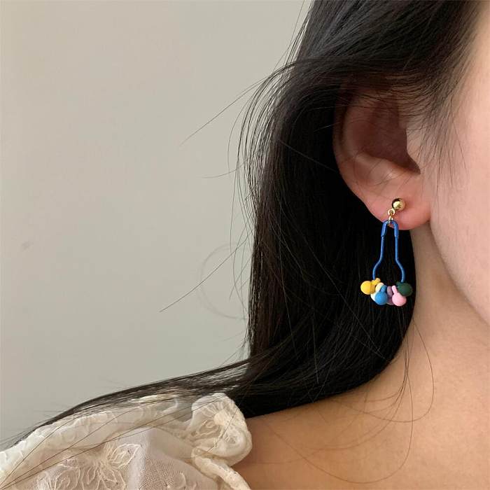1 Pair Vintage Style Color Block Plating Copper Drop Earrings