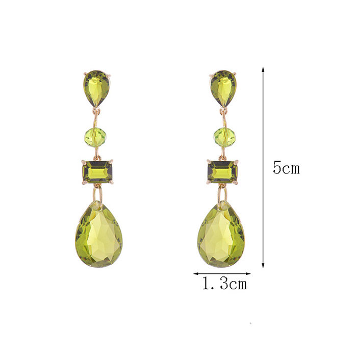 1 Pair Retro French Style Water Droplets Plating Inlay Copper Zircon 14K Gold Plated Drop Earrings