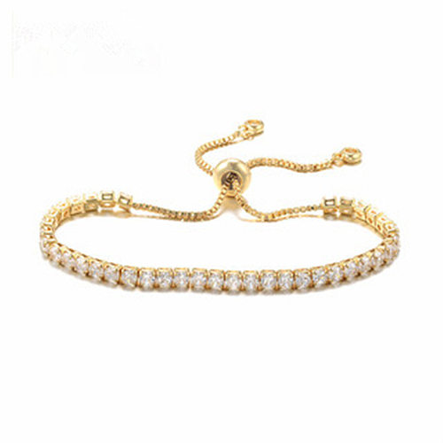 Fashion Full Diamond T Square Diamond Chain Necklace Copper Jewelry Wholesale