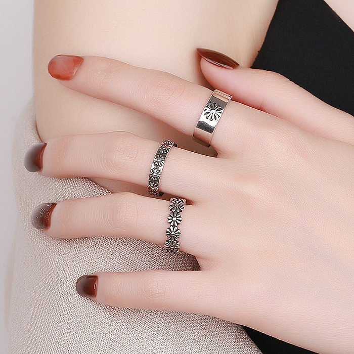 Simple Style Streetwear Flower Copper Plating Open Rings
