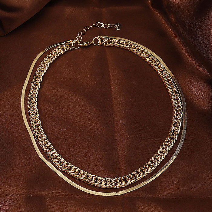 British Style Solid Color Copper Plating 18K Gold Plated Necklace