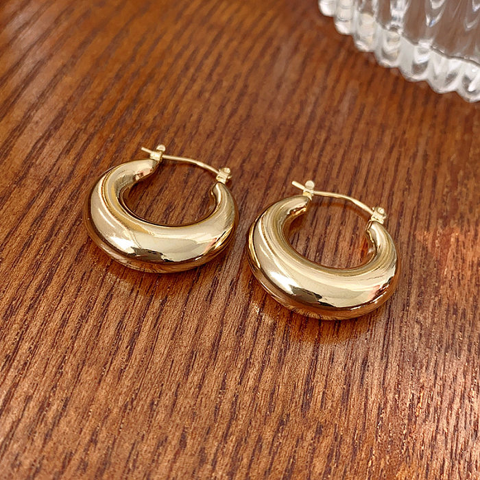 1 Pair French Style U Shape Plating Copper Hoop Earrings
