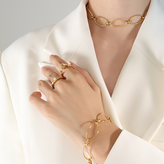 Collar plateado oro Titanium de los pendientes de las pulseras del chapado en acero del nudo simple del estilo