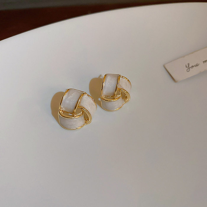 1 paire de boucles d'oreilles créoles en cuivre plaqué émail en forme de U de base