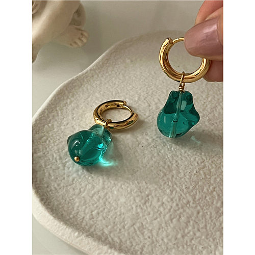 1 Pair Simple Style Irregular Patchwork Copper Drop Earrings