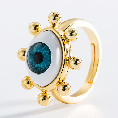 Vintage Fashion Oil Dripping Devil's Eye Opening Inlaid Zircon Copper Ring Wholesale jewelry