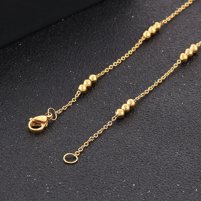 Streetwear-Armband-Halskette mit runder Titanstahlbeschichtung und 18-karätigem Gold