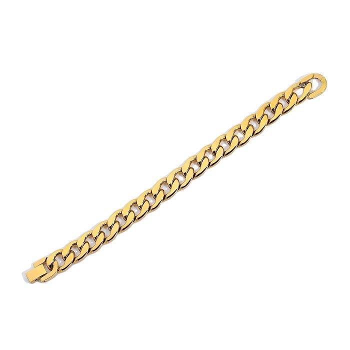 1 pieza de collar de pulseras de cadena con hebilla de acero inoxidable de color sólido hip-hop