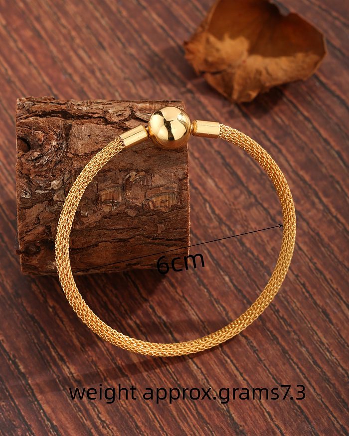 Bracelet rond plaqué cuivre de style simple et moderne de base