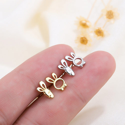 Fashion Bunny Ears Copper Plating Ear Studs 1 Pair