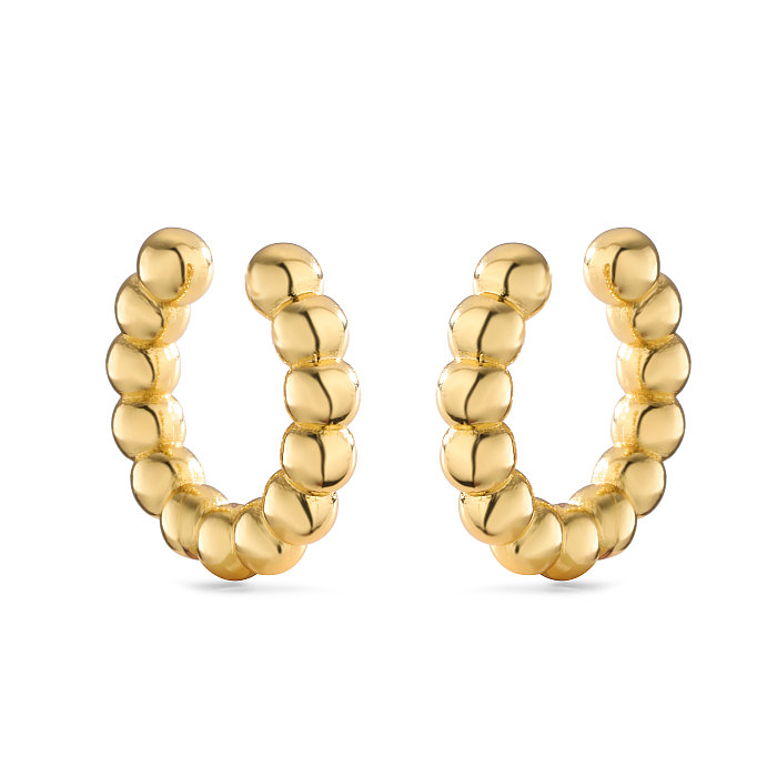 1 Pair IG Style French Style Simple Style Leaves Twist Plating Inlay Copper Zircon 18K Gold Plated Ear Cuffs