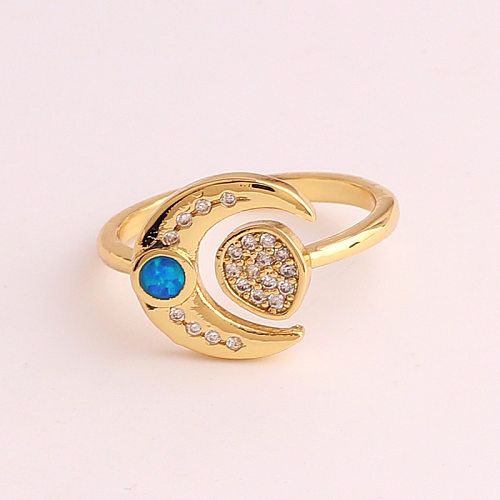 Sweet Star Copper Gold Plated Rhinestones Open Ring 1 Piece
