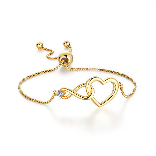 Bracelets de zircon incrustés de cuivre en forme de coeur de style simple