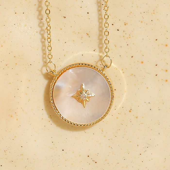 Classic Style Star Moon Copper Irregular Inlay Zircon 14K Gold Plated Pendant Necklace