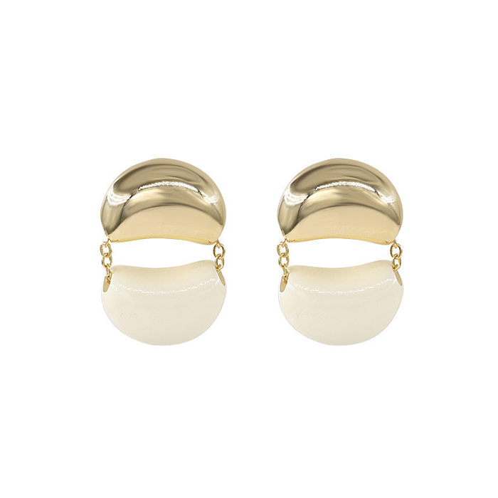 1 Pair Retro Semicircle Enamel Copper Drop Earrings
