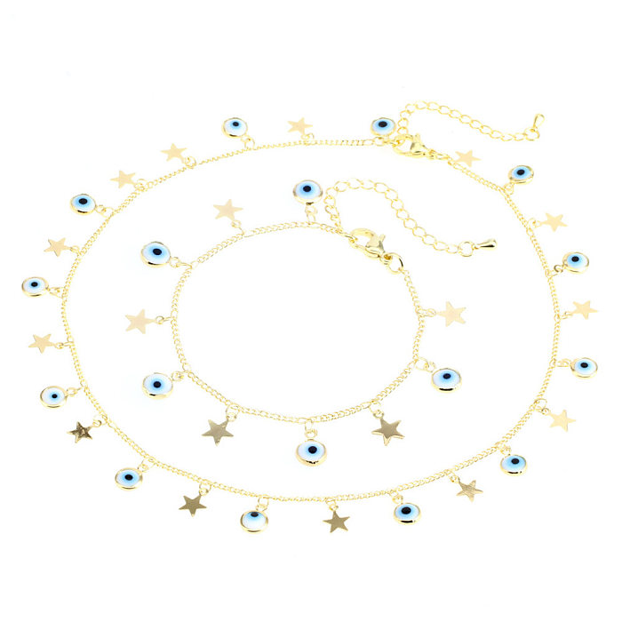 Moda estrela olho cobre esmalte feminino pulseiras colar 1 peça