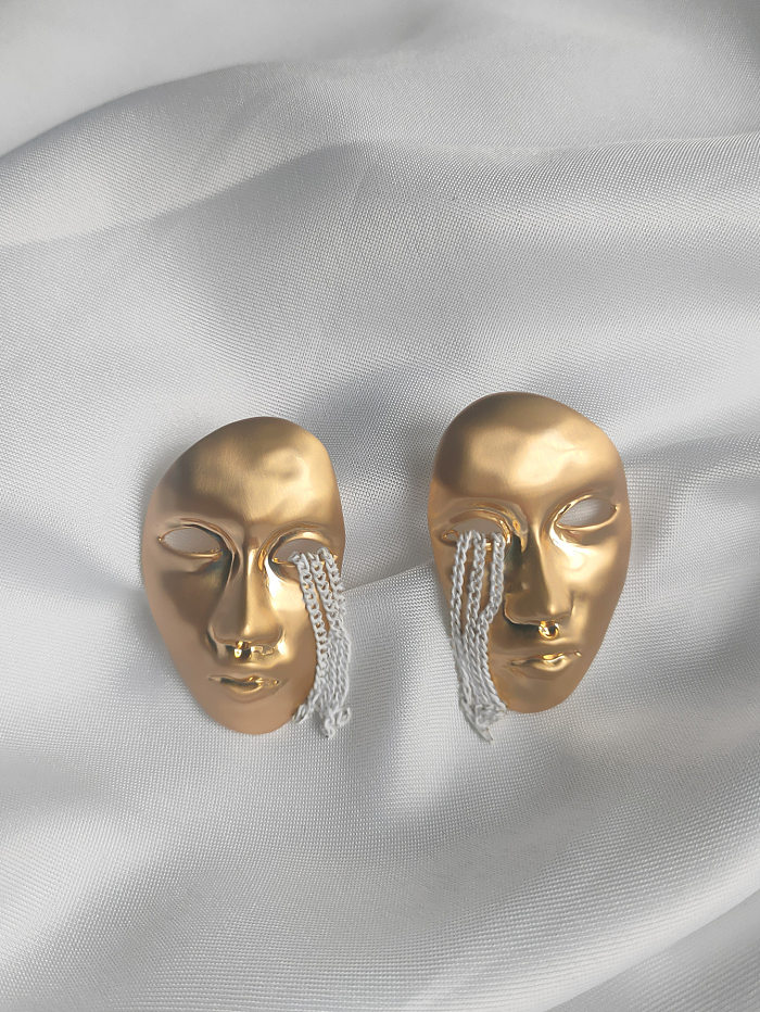 1 Paar Ohrstecker aus Kupfer mit menschlichem Gesicht im Vintage-Stil