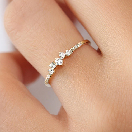 أزياء مايكرو مجموعة الزركون خاتم النحاس الفضة مطلي روز الذهب خاتم الخطوبة