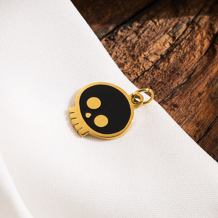 IG Style Gothic Halloween Pattern Stainless Steel Enamel 14K Gold Plated 18K Gold Plated Charms Necklace