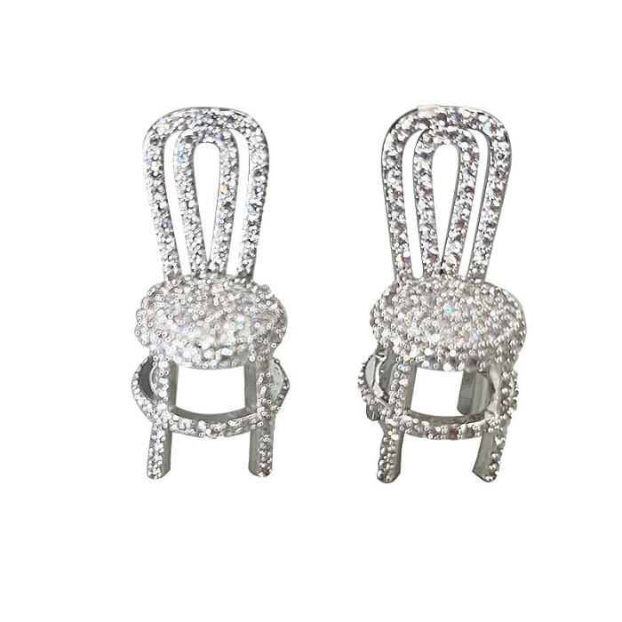 1 Pair Elegant Sweet Chair Plating Inlay Copper Zircon Ear Studs